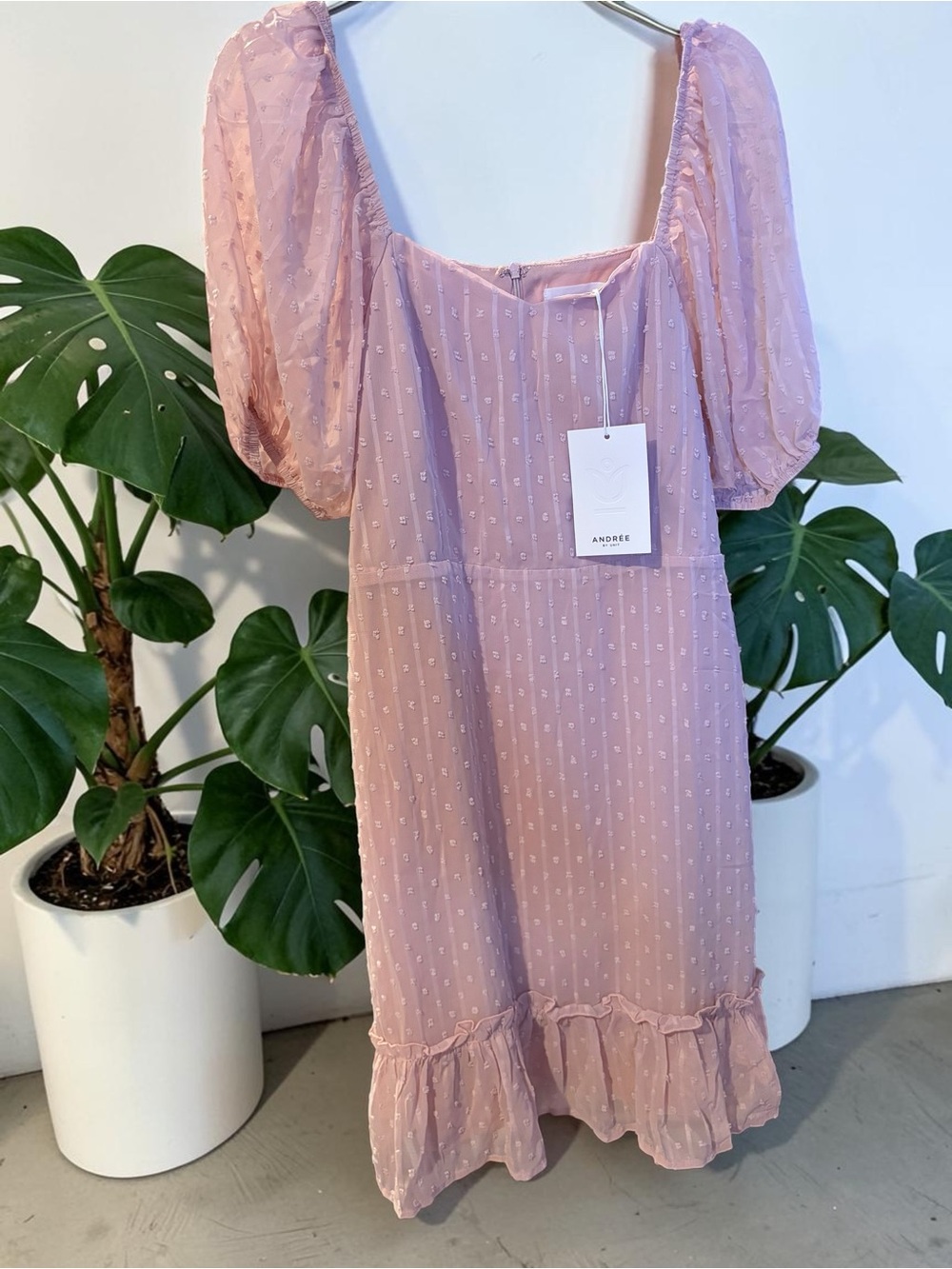 ANDREE BY UNIT Dusty Pink Puff-Sleeve Mini Dress